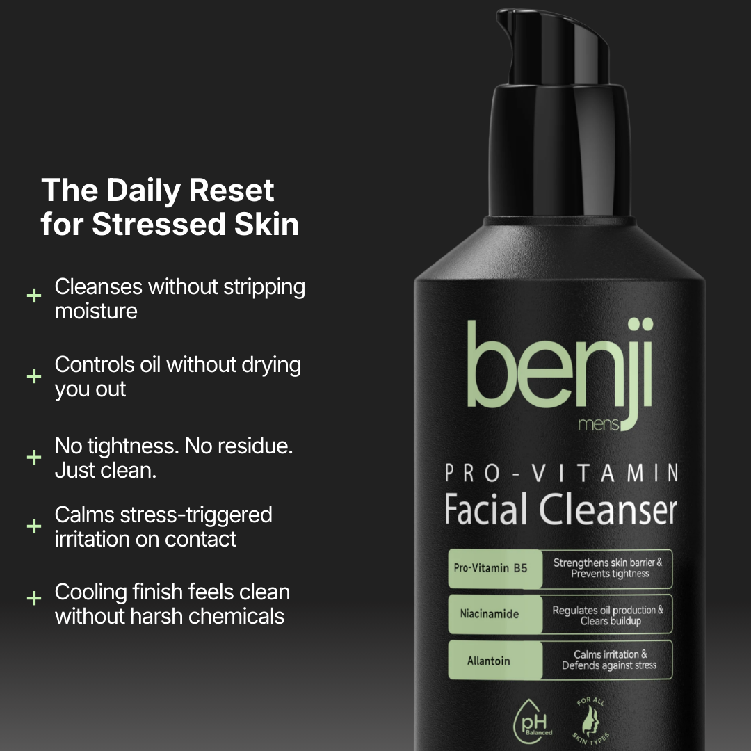 Benji Facial Cleanser helps reset stressed skin